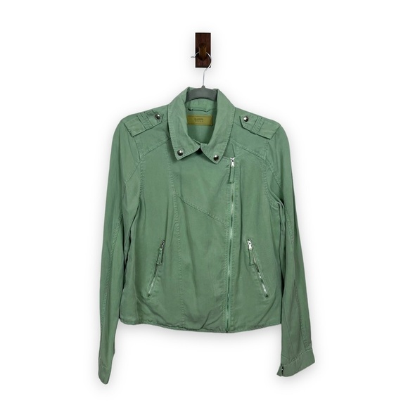 BLANK NYC Jacket Womens Small Green Sage Moto Military Contemporary - Picture 5 of 15